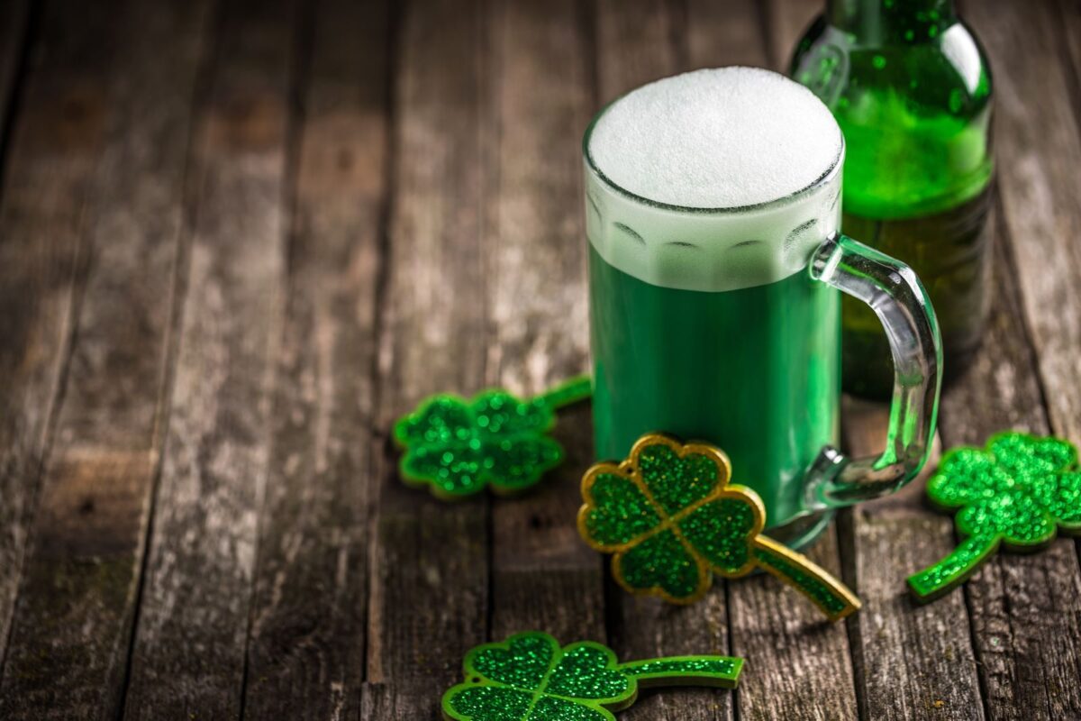 green beer and shamrocks