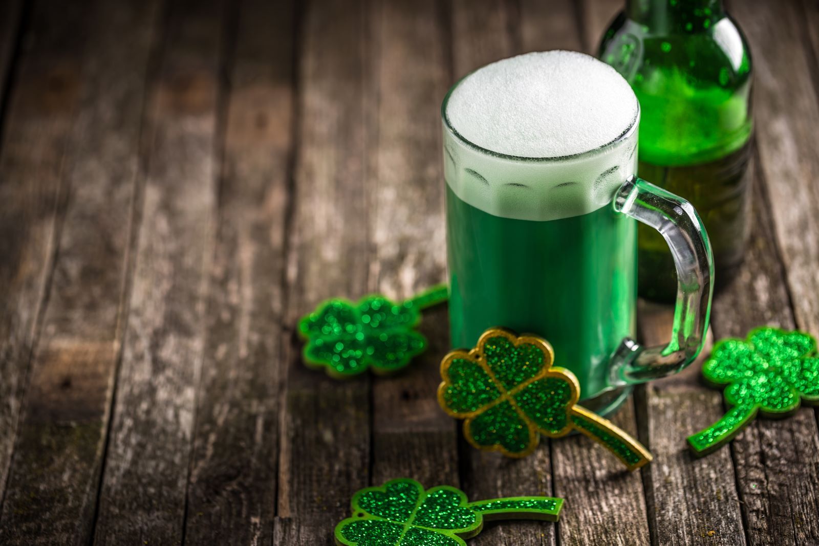 green beer and shamrocks