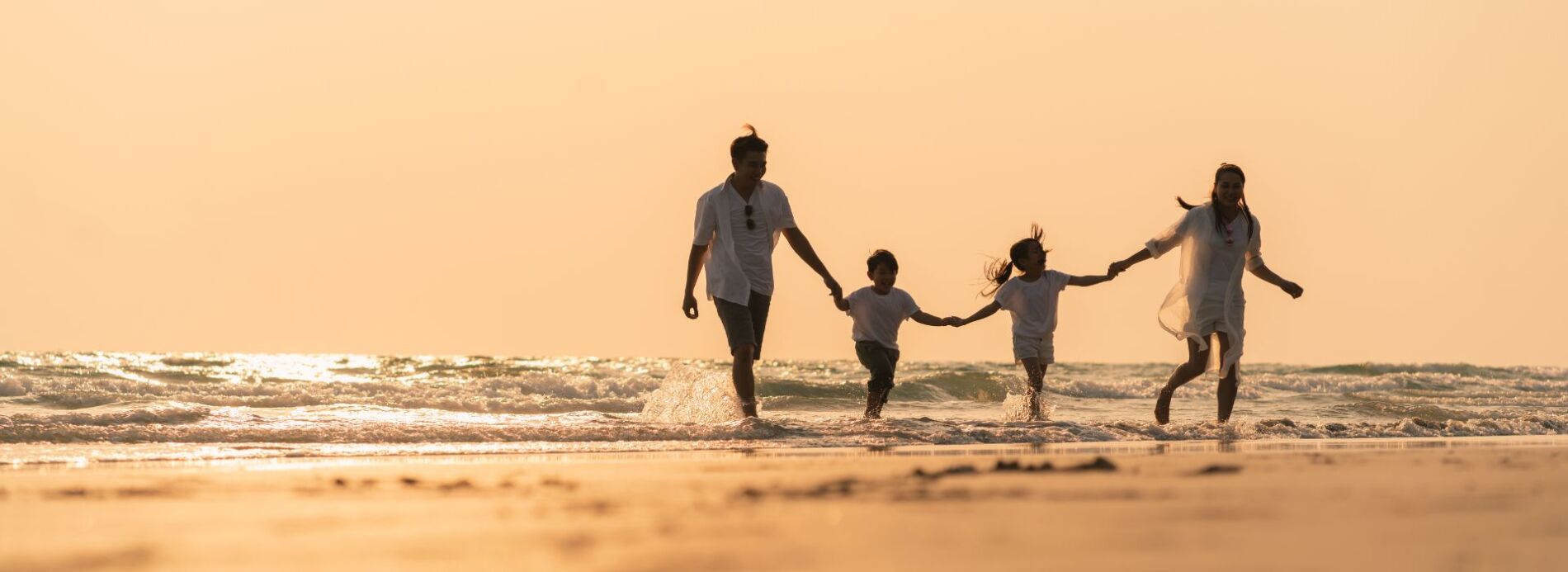 family on beach